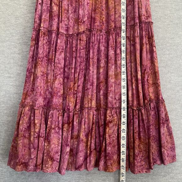 Go Fish Boho Ruffled Tiered Dress Size M Shapeless Prairie Cottage Hippie Batik - Picture 15 of 16